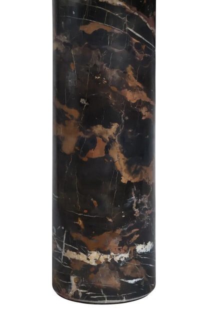 Mahon Black and White Marble Column Base Side Table with Metal Top – image 7