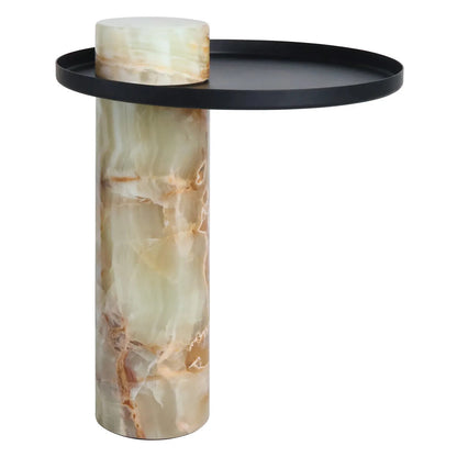 Mahon Onyx Column Base Side Table with Metal Top – image 2