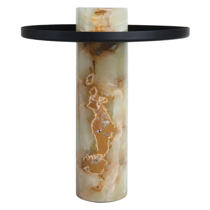 Mahon Onyx Column Base Side Table with Metal Top – image 3