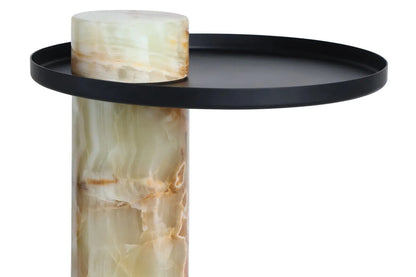 Mahon Onyx Column Base Side Table with Metal Top – image 4