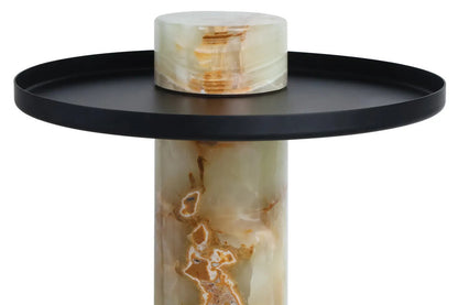 Mahon Onyx Column Base Side Table with Metal Top – image 5