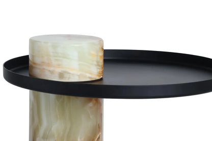 Mahon Onyx Column Base Side Table with Metal Top – image 6