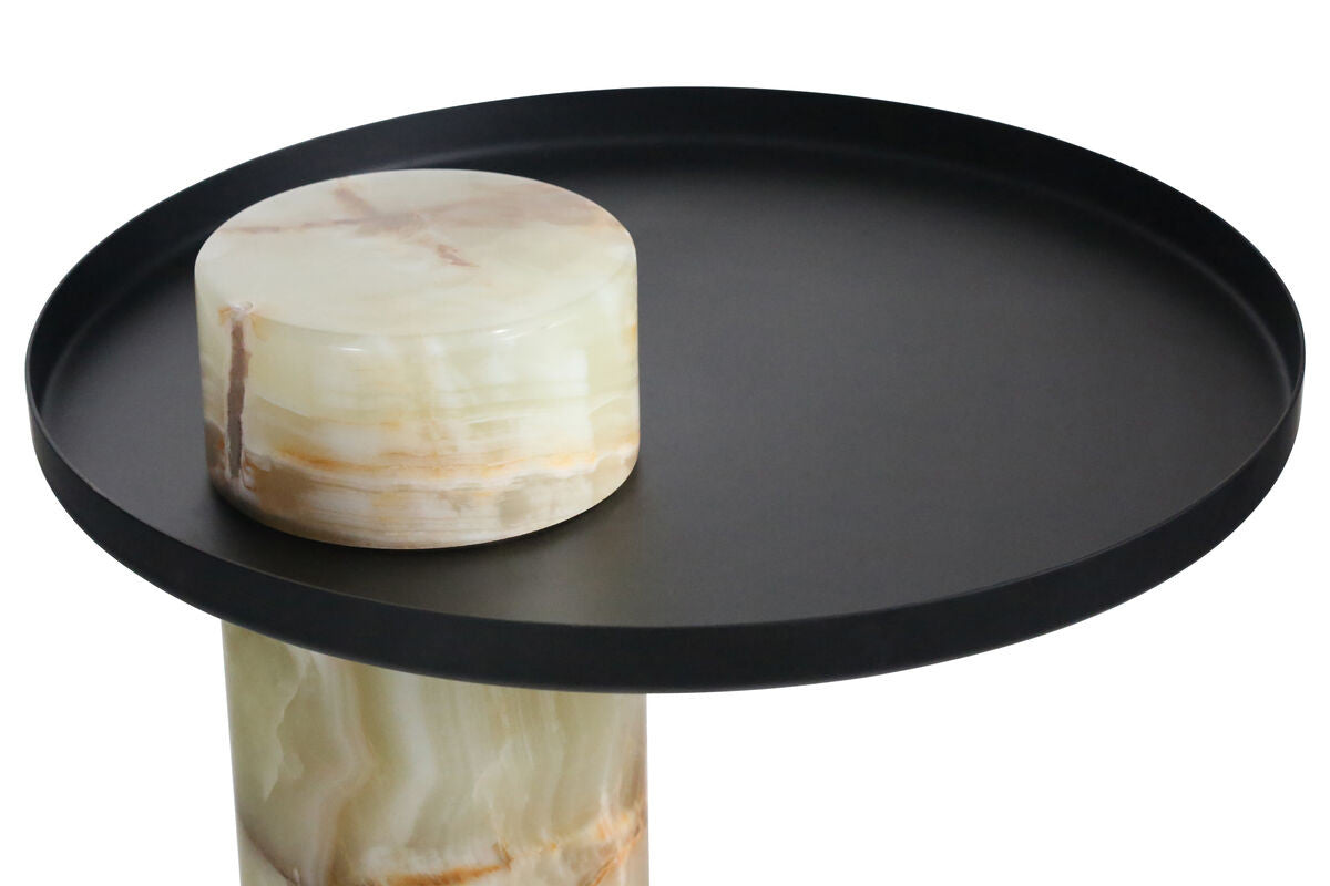 Mahon Onyx Column Base Side Table with Metal Top – image 8