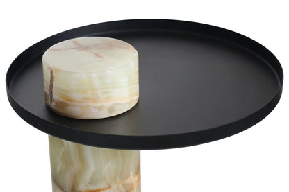 Mahon Onyx Column Base Side Table with Metal Top – image 8