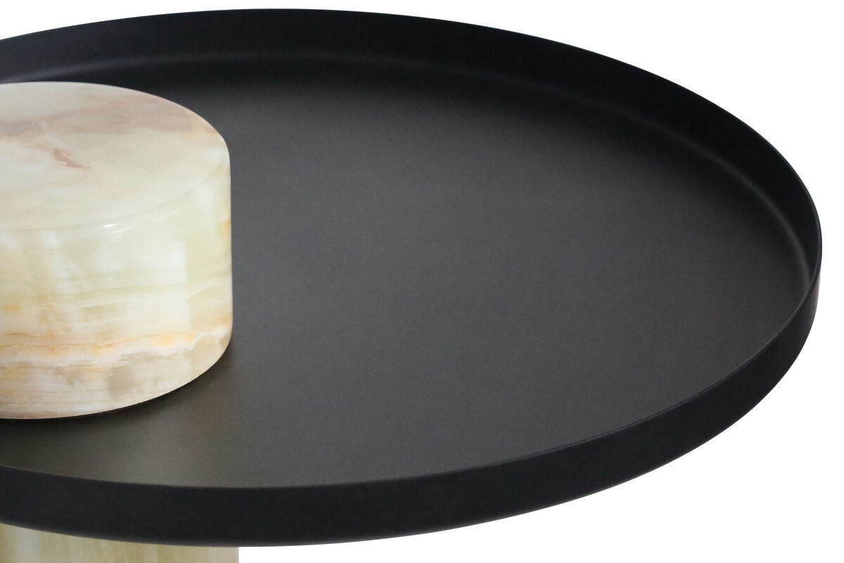 Mahon Onyx Column Base Side Table with Metal Top – image 9