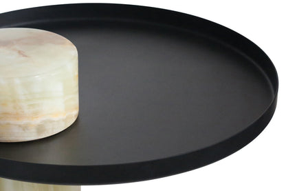 Mahon Onyx Column Base Side Table with Metal Top – image 9