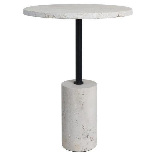 Merida Travertine Round Side Table – image 1