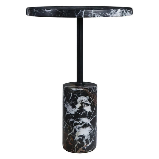 Merida Black and White Marble Round Side Table – image 1