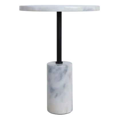 Merida White Marble Round Side Table – image 1