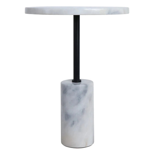 Merida White Marble Round Side Table – image 1