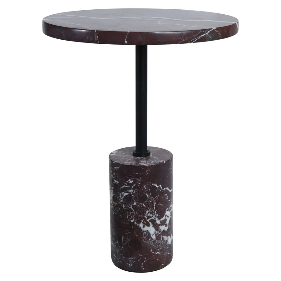 Merida Red Marble Round Side Table