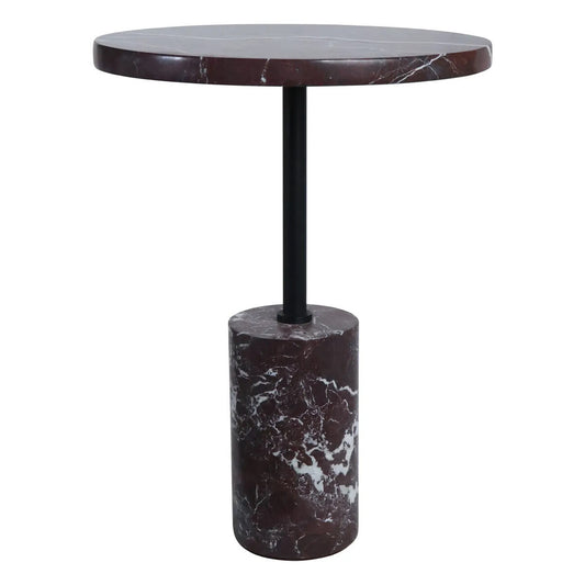 Merida red marble round side table – product image 1