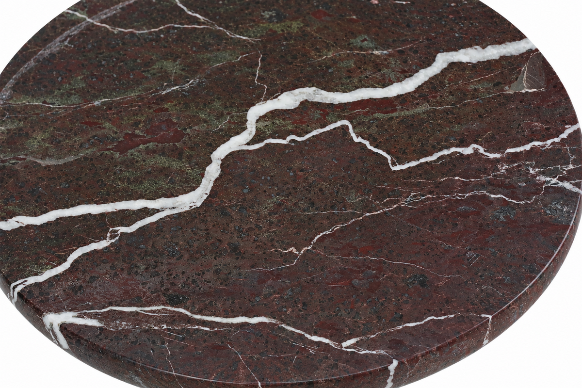 Merida red marble round side table – product image 9