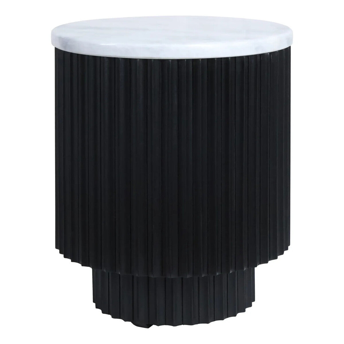 Matros Small White Marble Top Black Mango Wood Base Side Table – image 2