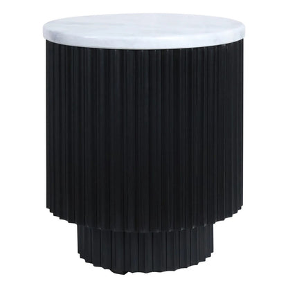 Matros Small White Marble Top Black Mango Wood Base Side Table – image 2