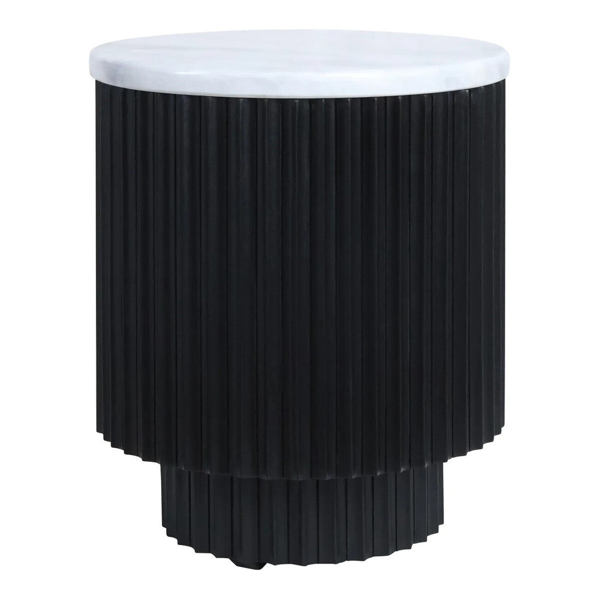 Matros Small White Marble Top Black Mango Wood Base Side Table – image 1
