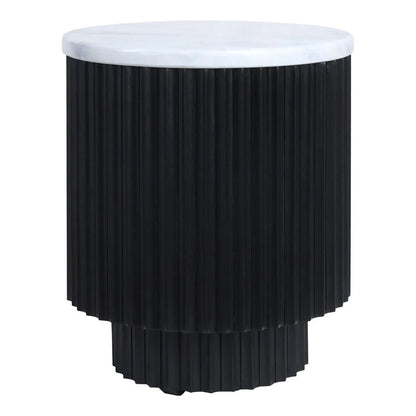 Matros Small White Marble Top Black Mango Wood Base Side Table – image 1