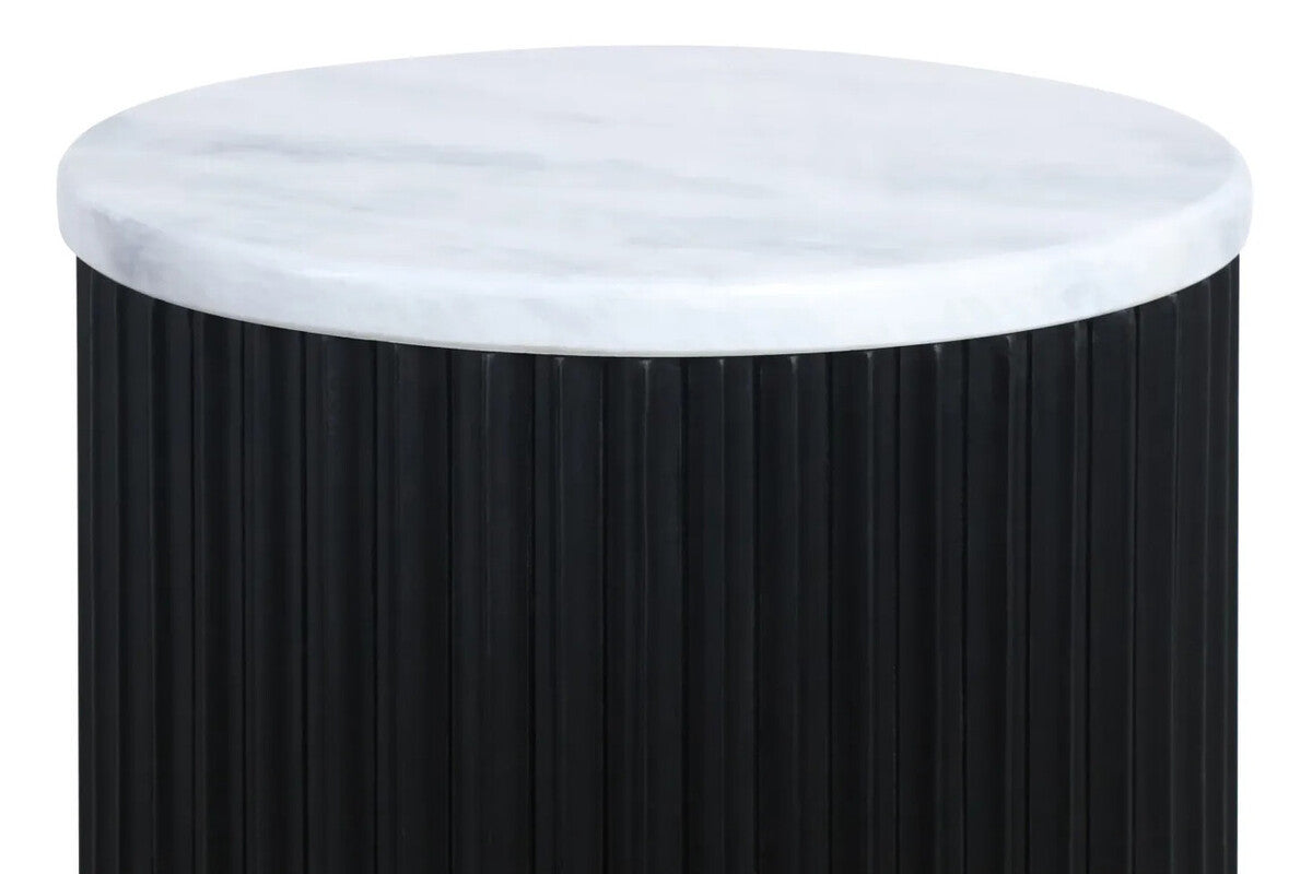 Matros Small White Marble Top Black Mango Wood Base Side Table – image 4