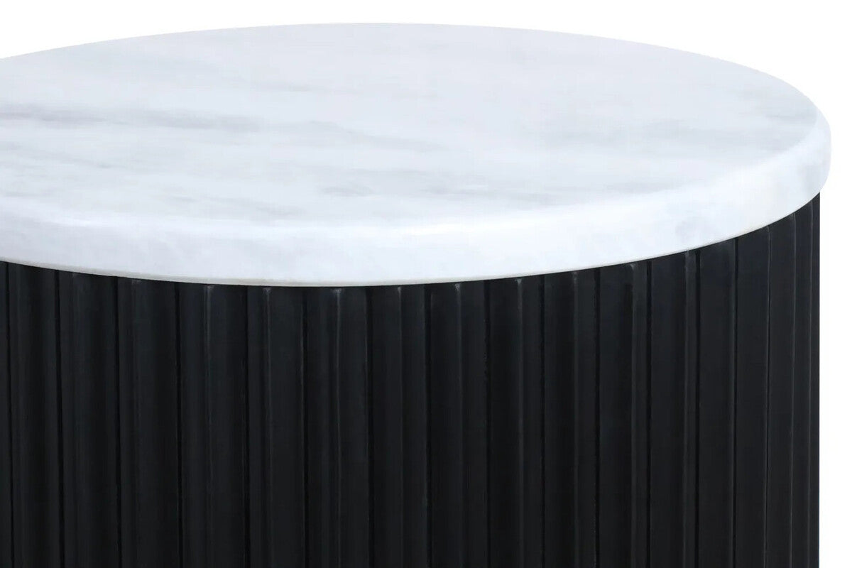 Matros Small White Marble Top Black Mango Wood Base Side Table – image 5