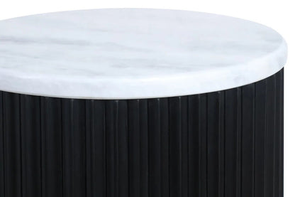 Matros Small White Marble Top Black Mango Wood Base Side Table – image 5