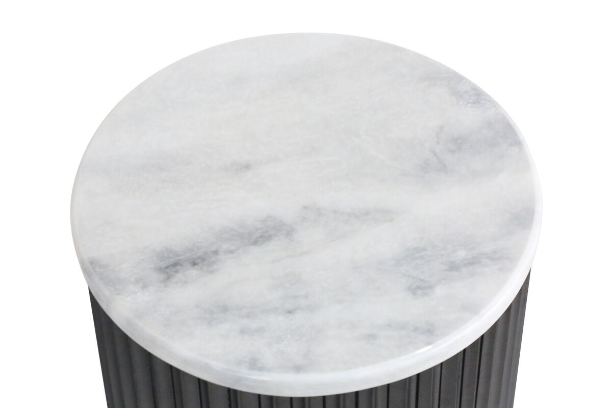 Matros Small White Marble Top Black Mango Wood Base Side Table – image 9
