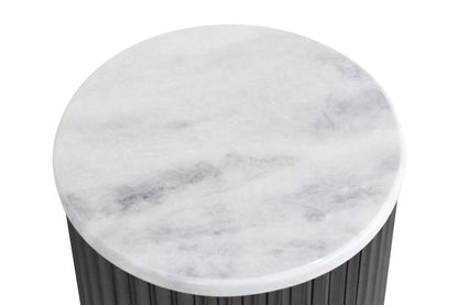Matros Small White Marble Top Black Mango Wood Base Side Table – image 9