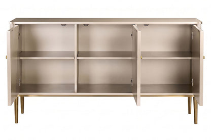 Dusino Champagne Gold Finish Three Door Flute Detail Sideboard – image 3