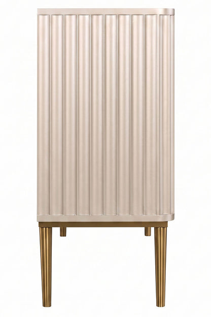 Dusino Champagne Gold Finish Three Door Flute Detail Sideboard – image 4