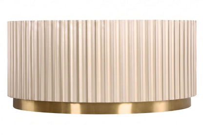 Dusino Champagne Gold Finish Flute Detail Coffee Table with Mirror Top – image 2