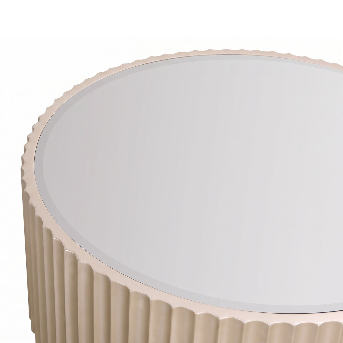 Dusino Champagne Gold Finish Flute Detail Coffee Table with Mirror Top – image 3