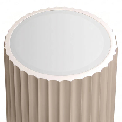 Dusino Champagne Gold Finish Flute Detail Side Table with Mirror Top – image 3