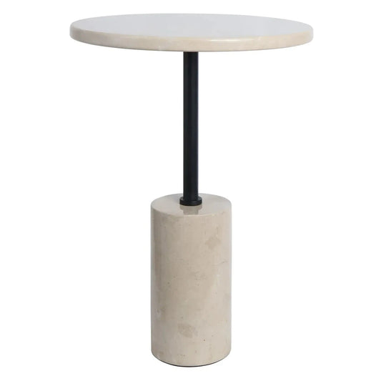 Merida Cream Marble Round Side Table – image 1
