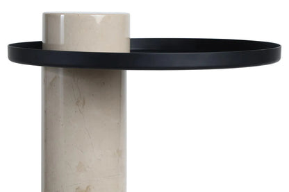 Mahon Cream Marble Column Base Side Table with Metal Top – image 4