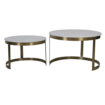 Perlato Set of 2 Round Coffee Tables - Antique Bronze
