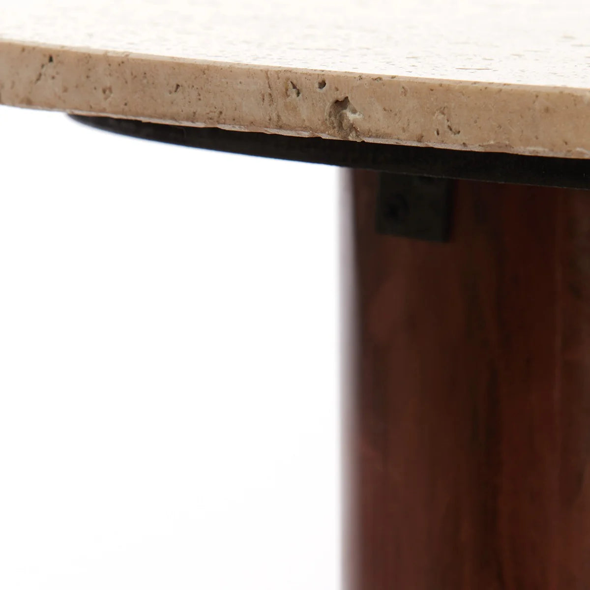 Mahelona Travertine Coffee Table - Sand & Brown Wood