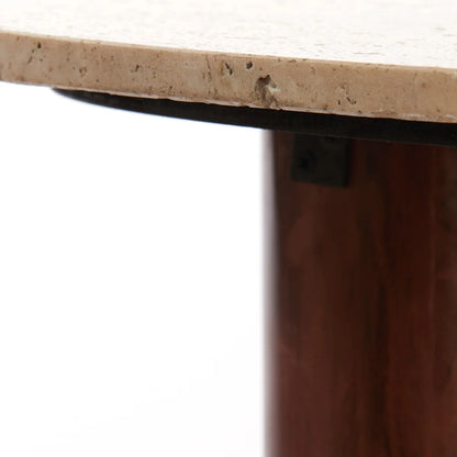 Mahelona Travertine Coffee Table - Sand & Brown Wood