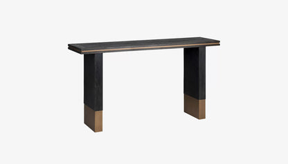 Hunter Console Table in Black Rustic Oak & Brushed Gold