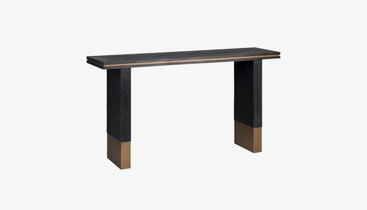 Hunter Console Table in Black Rustic Oak & Brushed Gold