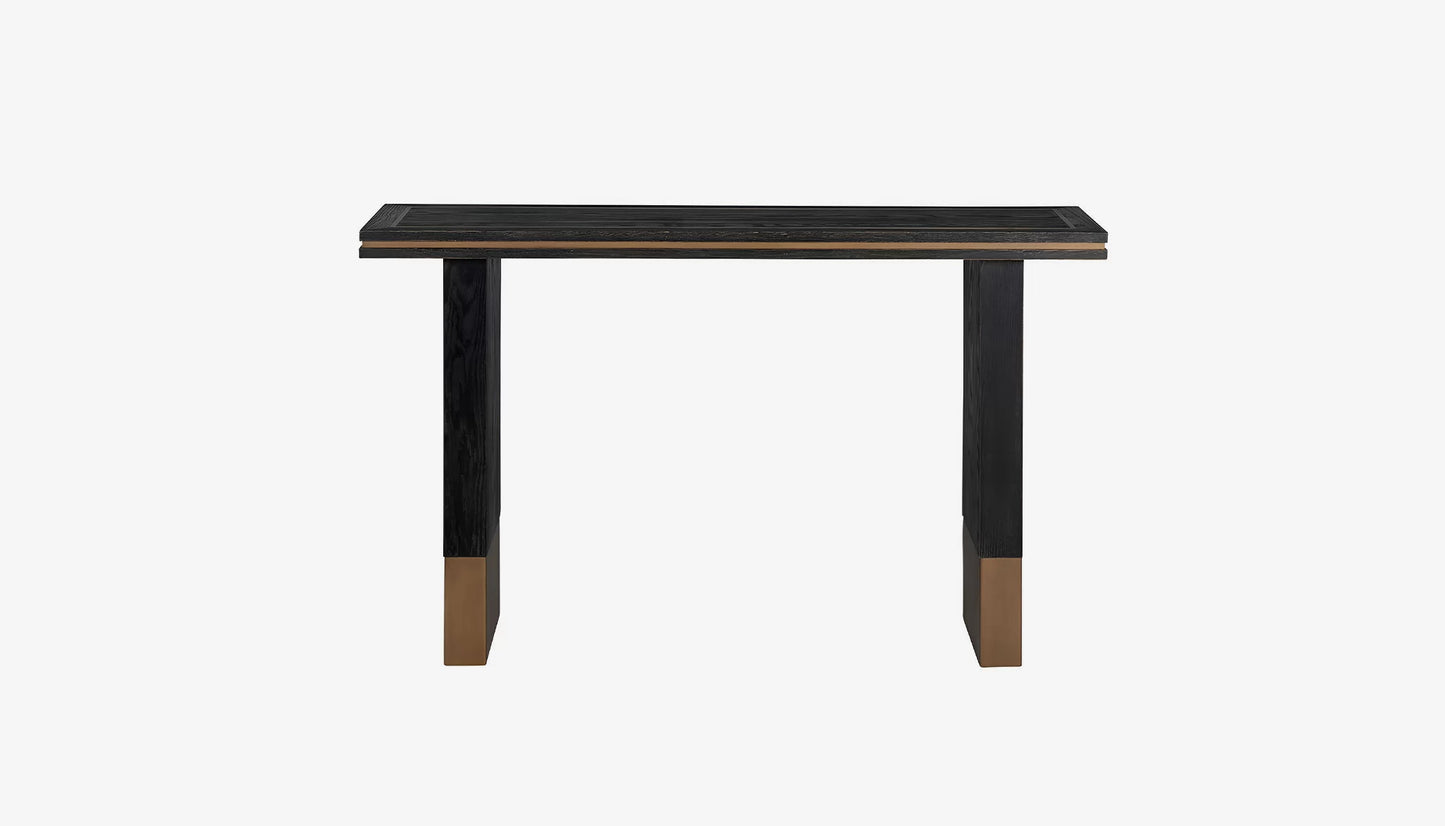Hunter Console Table in Black Rustic Oak & Brushed Gold