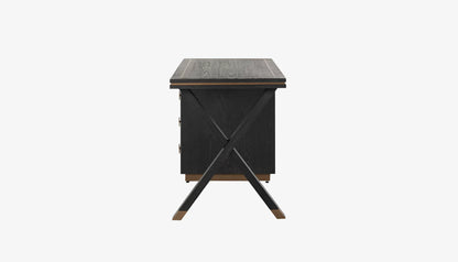 Hunter Desk in Black Rustic Oak & Brushed Gold Finish