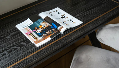 Hunter Desk in Black Rustic Oak & Brushed Gold Finish