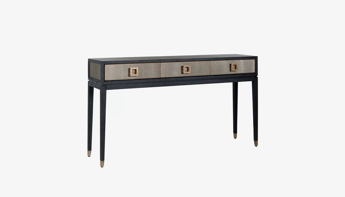 Bloomville Console Table in Shagreen Effect & Black Oak Finish