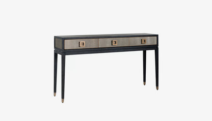 Bloomville Console Table in Shagreen Effect & Black Oak Finish