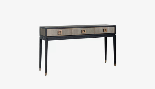 Bloomville Console Table in Shagreen Effect & Black Oak Finish