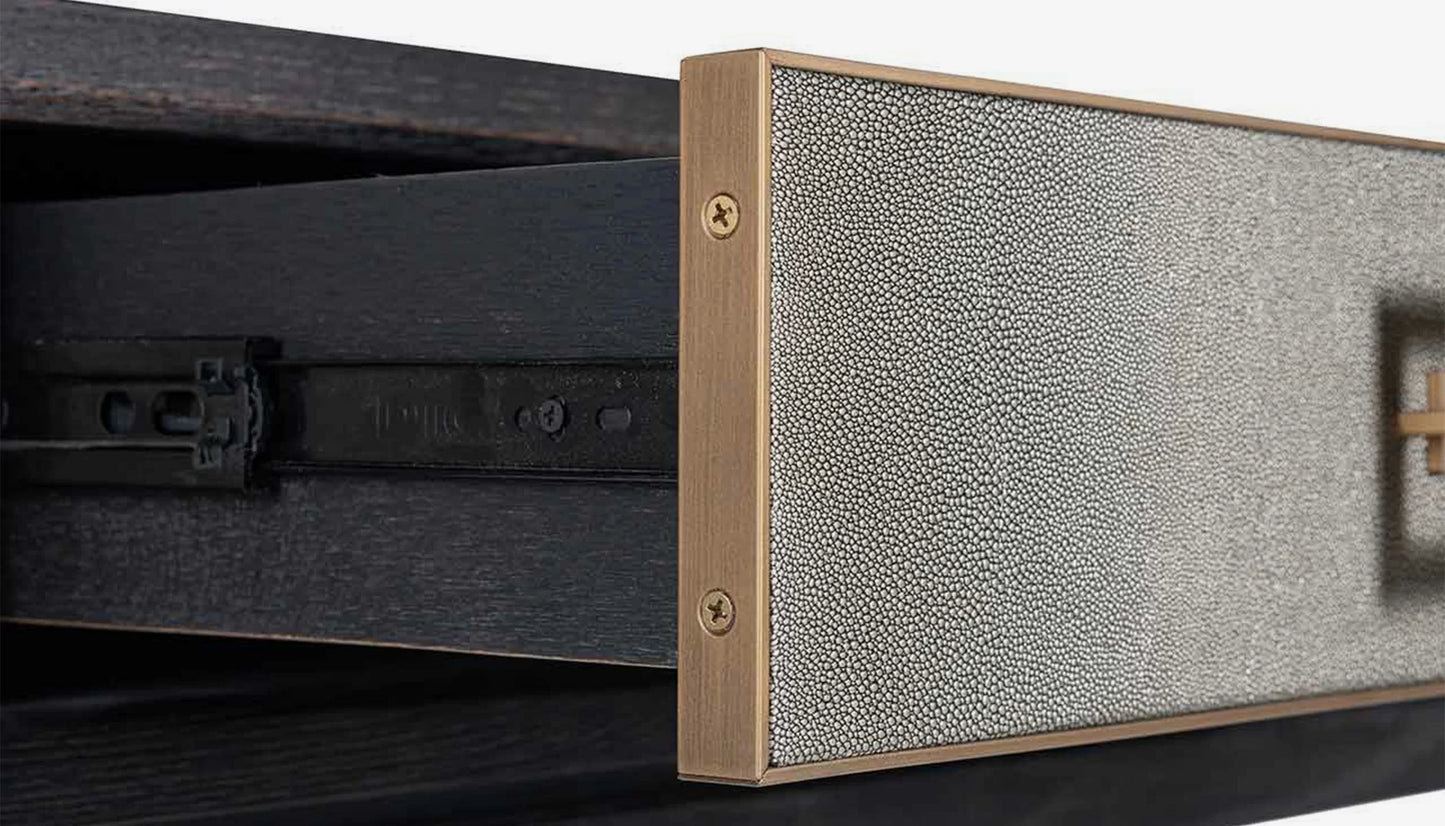 Bloomville Console Table in Shagreen Effect & Black Oak Finish