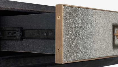Bloomville Console Table in Shagreen Effect & Black Oak Finish