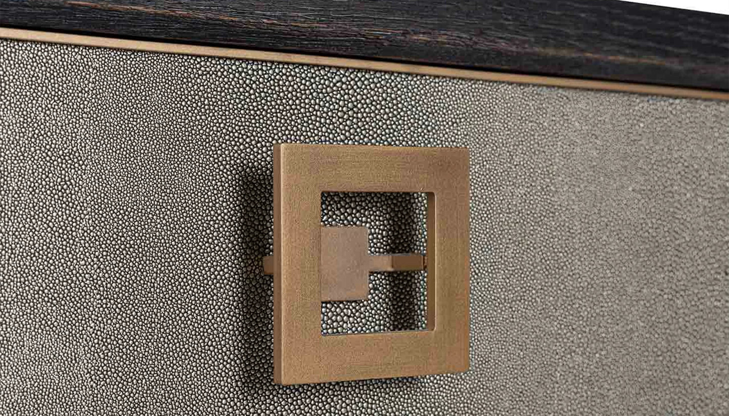 Bloomville Console Table in Shagreen Effect & Black Oak Finish