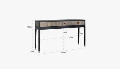 Bloomville Console Table in Shagreen Effect & Black Oak Finish