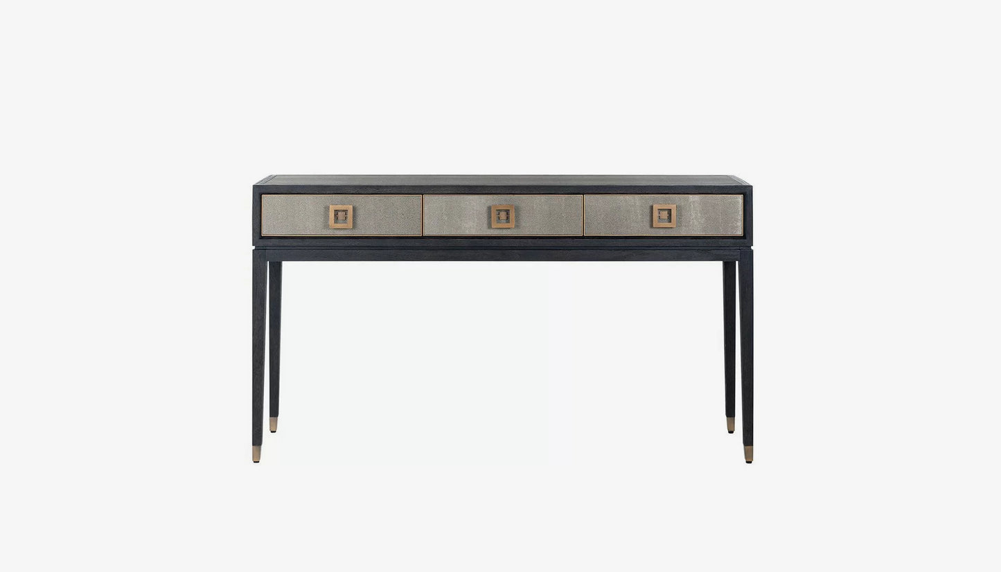 Bloomville Console Table in Shagreen Effect & Black Oak Finish