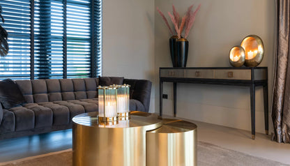 Bloomville Console Table in Shagreen Effect & Black Oak Finish